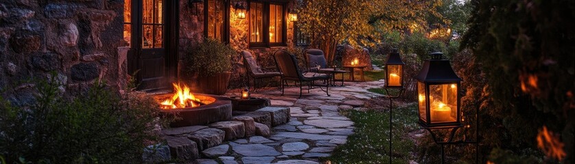 Charming inn featuring rustic decor and a cozy warm fire pit for a perfect getaway experience.