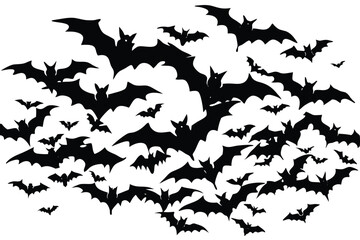Flying bat silhouettes