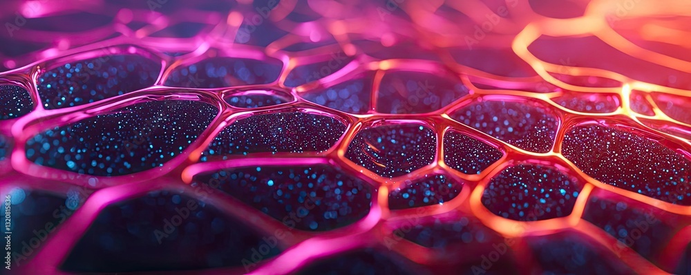 Aufkleber 3D abstract art background concept. Vivid abstract texture showcasing interconnected cellular patterns and vibrant colors.