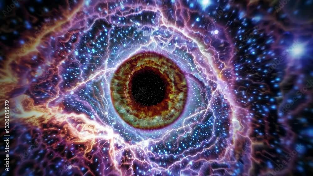Poster dynamic cosmic vortex evolution with striking colors and pulsating energy