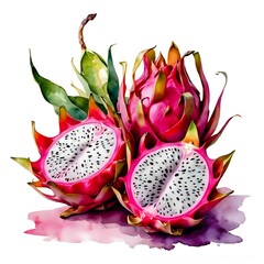 Isolated ripe pink dragon fruit, a sweet tropical food