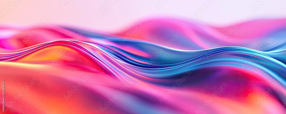 Poster 3d abstract art background concept. abstract colorful waves in vibrant hues of pink and blue, evokin