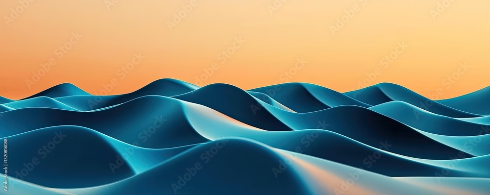 Poster Geometric pattern design abstract background idea. Serene waves undulate under a vibrant sunset sky, creating a calming seascape view.