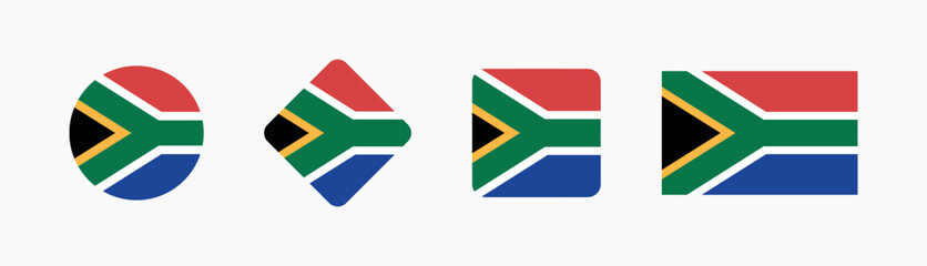 Vector South Africa National Flag icon collection. Flag set of South Africa various styles.