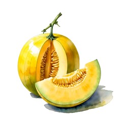 Ripe melons, including yellow and orange slices, offer a fresh, sweet, and healthy fruit option isolated on white