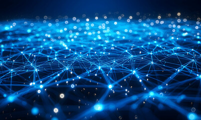Obraz premium Intricate blue circuit design in an abstract tech backdrop, highlighting modern connectivity and digital advancements.