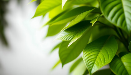 Obraz premium Close-up of Vibrant Green Leaves Against Soft Blurred Background