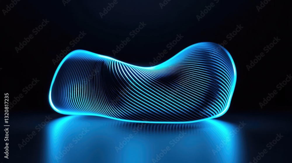 Poster 3d abstract art background concept. a captivating abstract shape illuminated by blue light against a