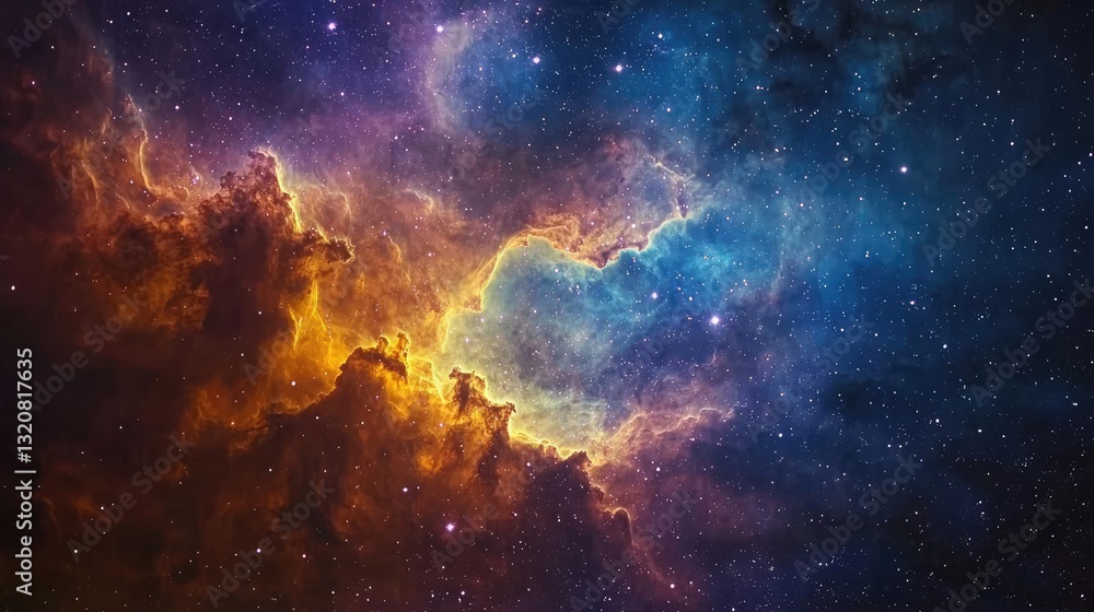 Poster 3d abstract art background concept. a stunning image of a colorful nebula showcasing the beauty of t