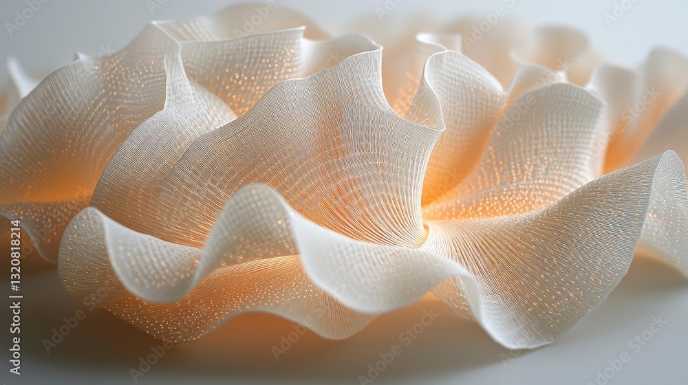 Poster 3D abstract art background concept. A soft, flowing fabric draped elegantly, showcasing intricate textures and patterns.
