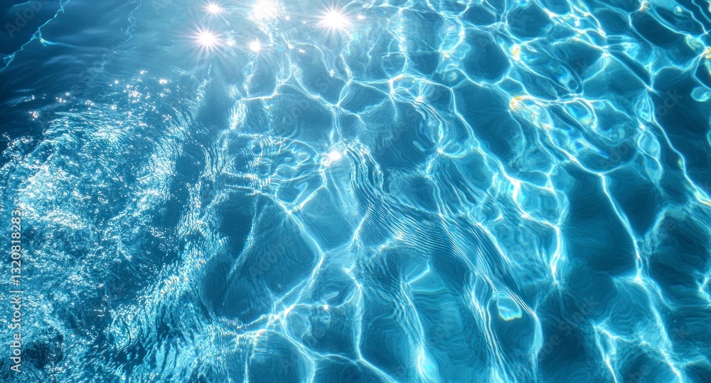 Poster sparkling pool water with sunlight creates abstract patterns and refreshing feeling