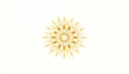 Obraz premium Golden Sunburst Design with Radiant Petals on White Background