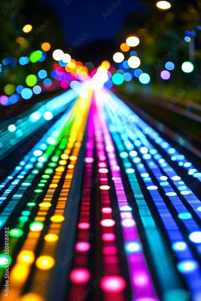 Poster abstract background, swirling streams of light and data particles representing multimedia content