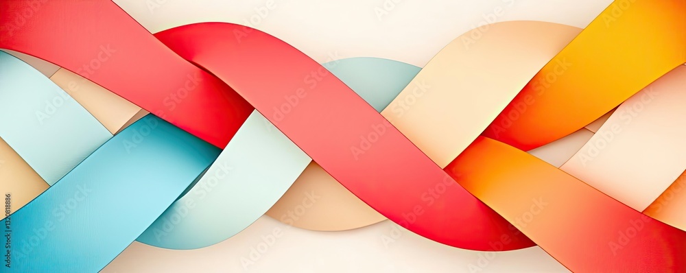 Poster Geometric shapes illustration abstract background idea. Colorful abstract ribbons intertwined, creating a striking visual effect and depth.