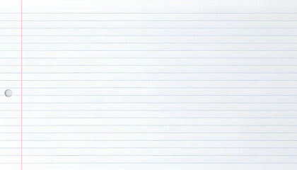 Blank Lined Paper Sheet with Red Margin and Loose Leaf Holes