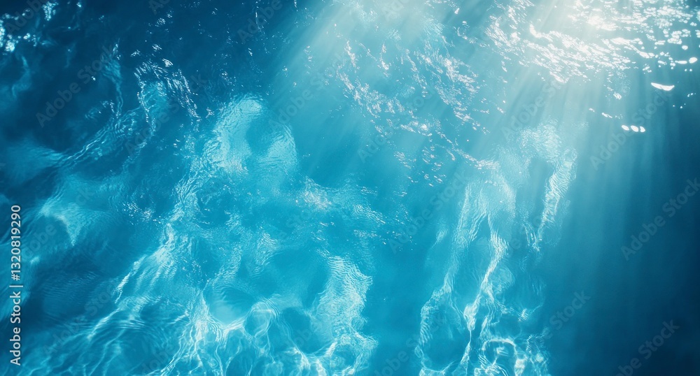 Poster sunlight streaming through rippling water creating calming underwater scene