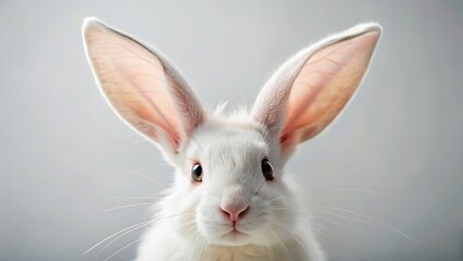 Close-up of Fluffy White Rabbit Ears, Soft Focus Background - Adorable Pet Photo
