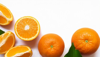 신선한 오렌지 한 개와 옆에 슬라이스된 조각이 배치된 PPT 배경이미지