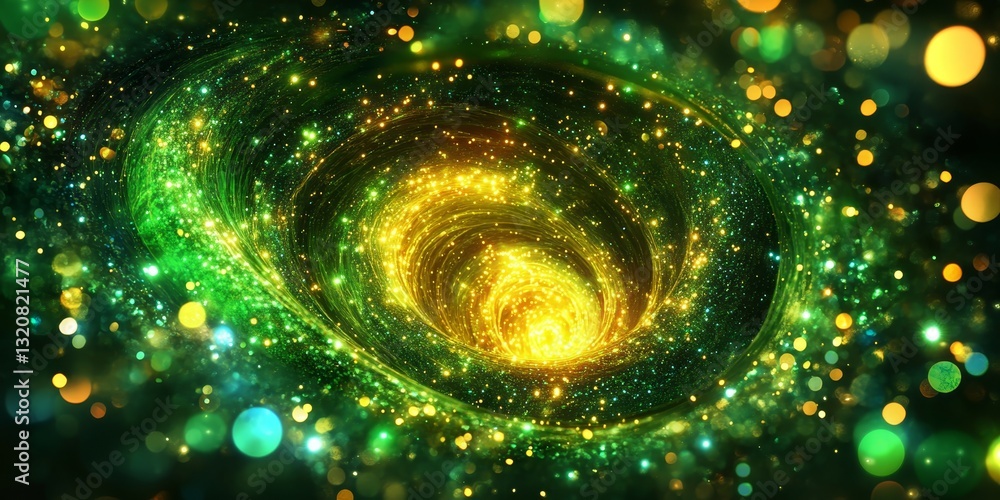 Poster jade and gold galactic swirl a dynamic abstract background with glowing lightwave effects