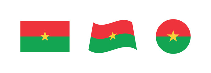 Vector Burkina Faso National Flag icon collection. Flag set of Burkina Faso various styles.
