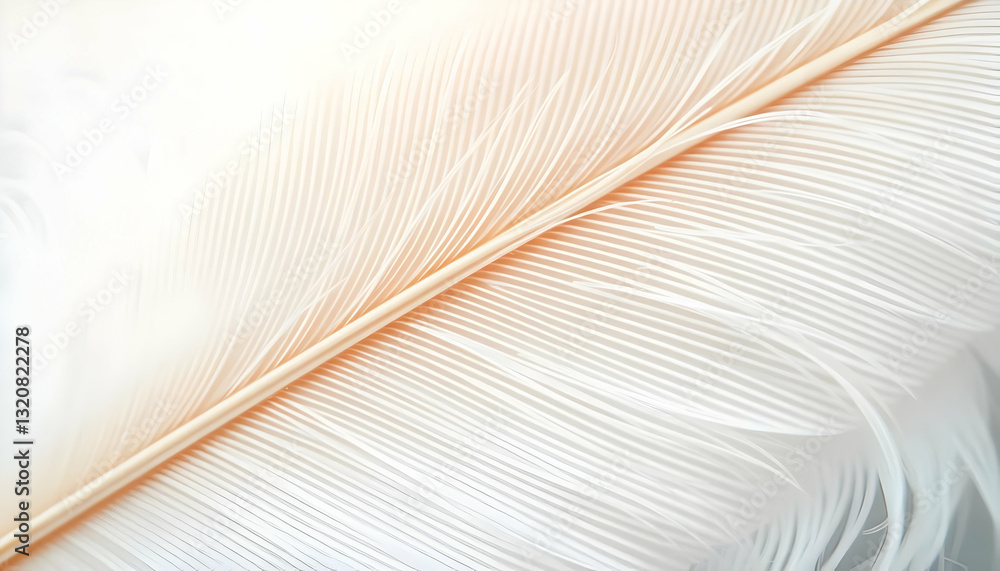 Poster soft white feather detail close-up with delicate texture and lines