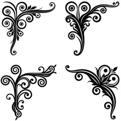 set of floral elements