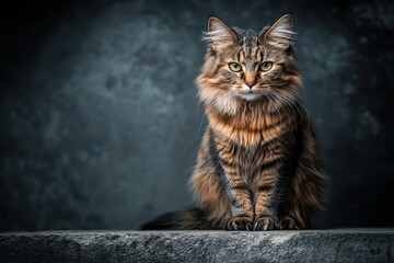 Obraz premium Majestic Siberian Cat with Striking Green Eyes in Soft Light
