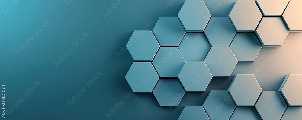 Poster Geometric shapes illustration abstract background idea. Abstract hexagonal pattern with a modern blue background for digital design.