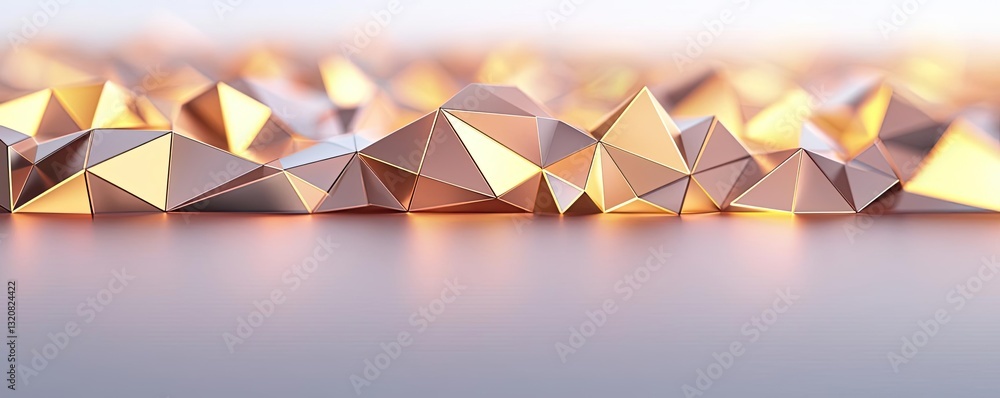 Poster Geometric shapes illustration abstract background idea. Abstract geometric design with golden pyramids creating a captivating visual effect.