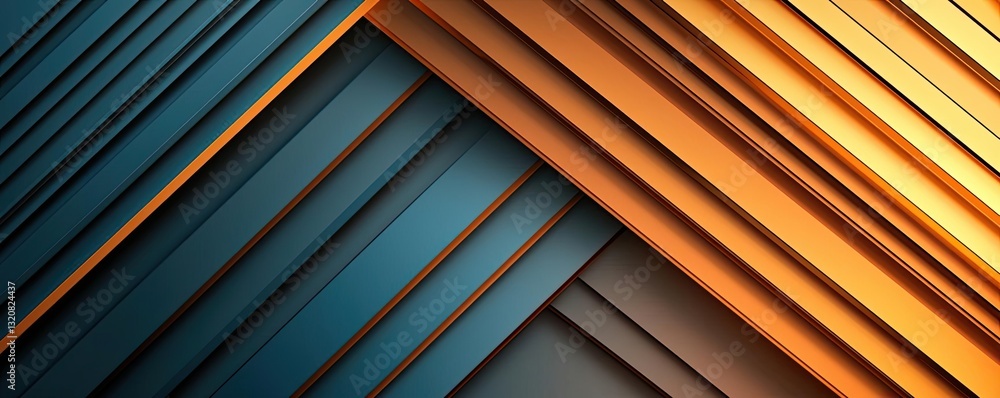 Aufkleber Geometric pattern design abstract background idea. Abstract layers of blue and orange create a modern visual for digital art.