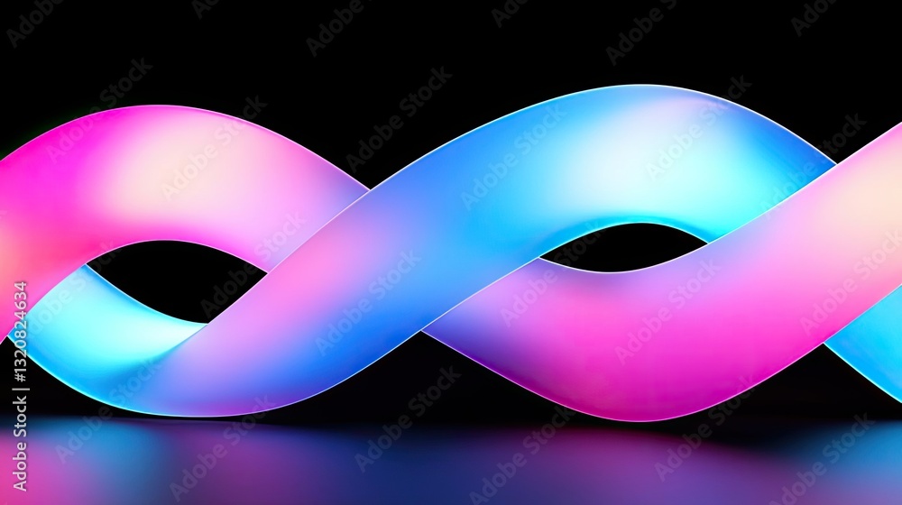 Poster 3d abstract art background concept. vibrant neon wave with smooth light curves on a dark background.