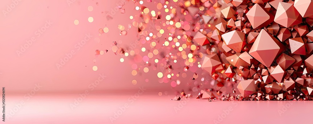 Aufkleber Geometric shapes illustration abstract background idea. Abstract geometric shapes in shades of pink creating a dynamic visual effect.
