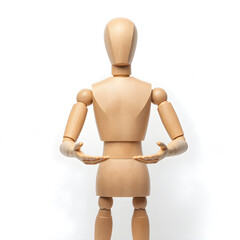 Wooden mannequin on a white background. 3d rendering