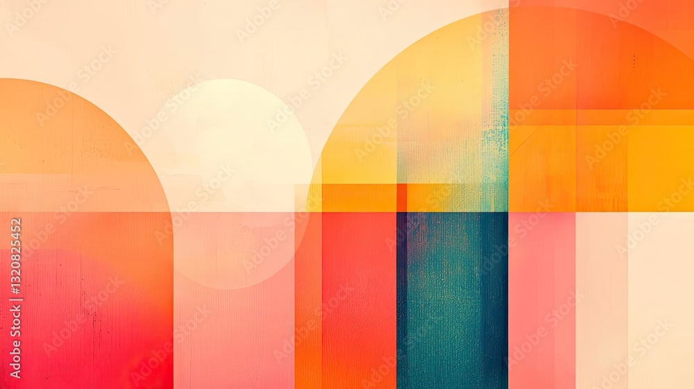 Poster Geometric shapes illustration abstract background idea. Abstract graphic design featuring colorful geometric shapes and patterns.