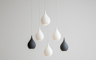 Modern Minimalist Teardrop Pendant Lights in White and Gray