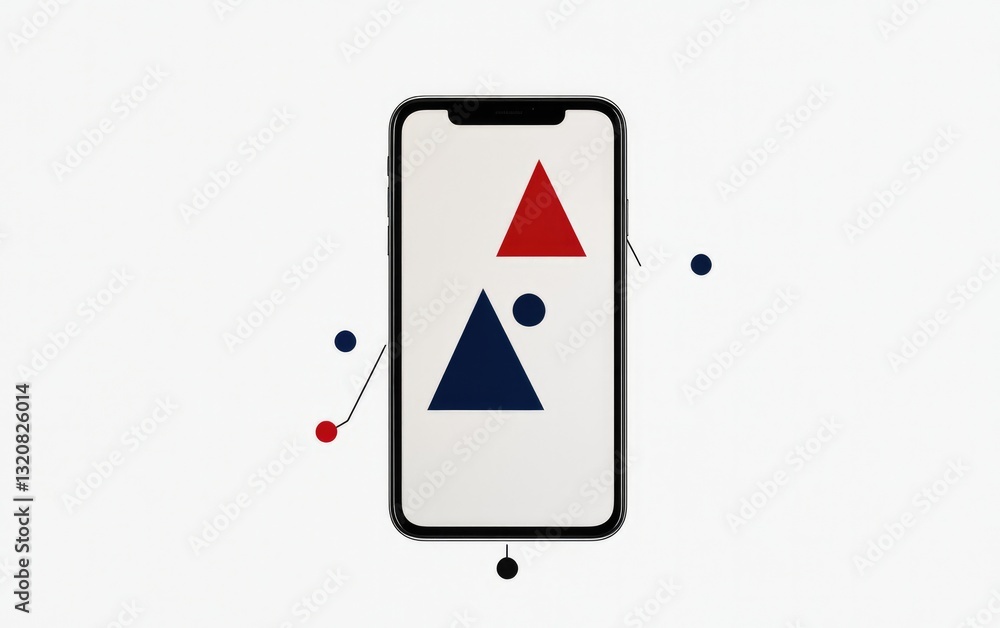 Poster abstract smartphone display with red and blue triangles