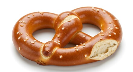 A single pretzel, isolated on a white background