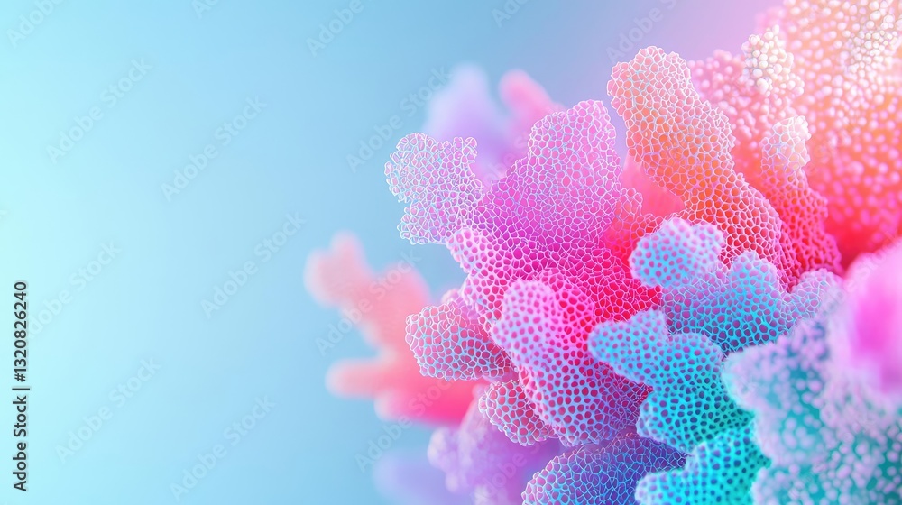 Poster 3d abstract art background concept. vibrant coral formations with colorful textures in a serene unde