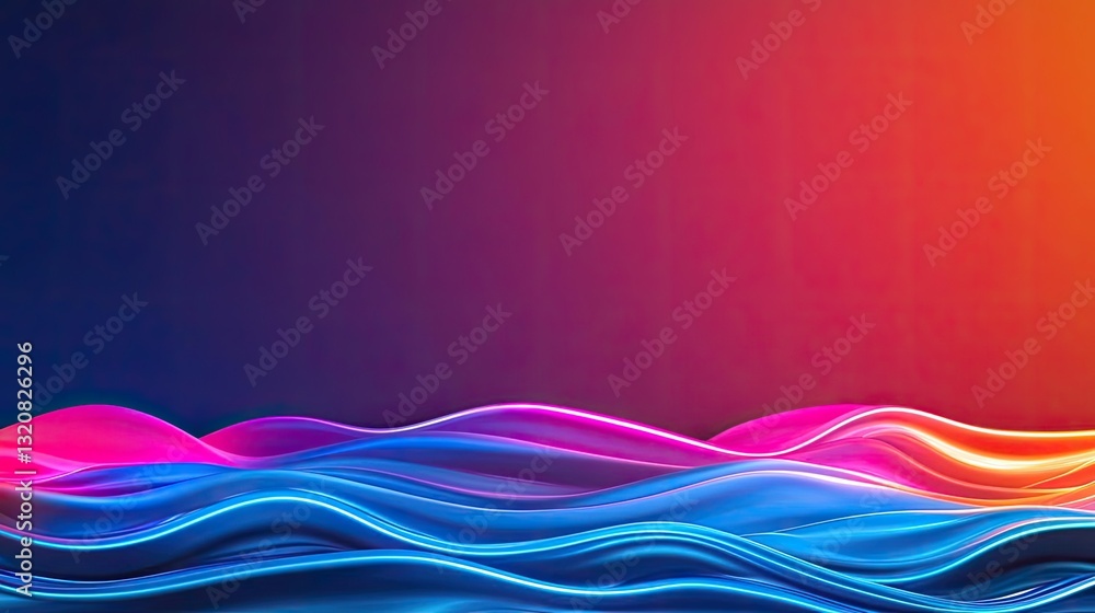 Poster 3D abstract art background concept. Vibrant abstract waves in blue and pink creating a mesmerizing gradient background.