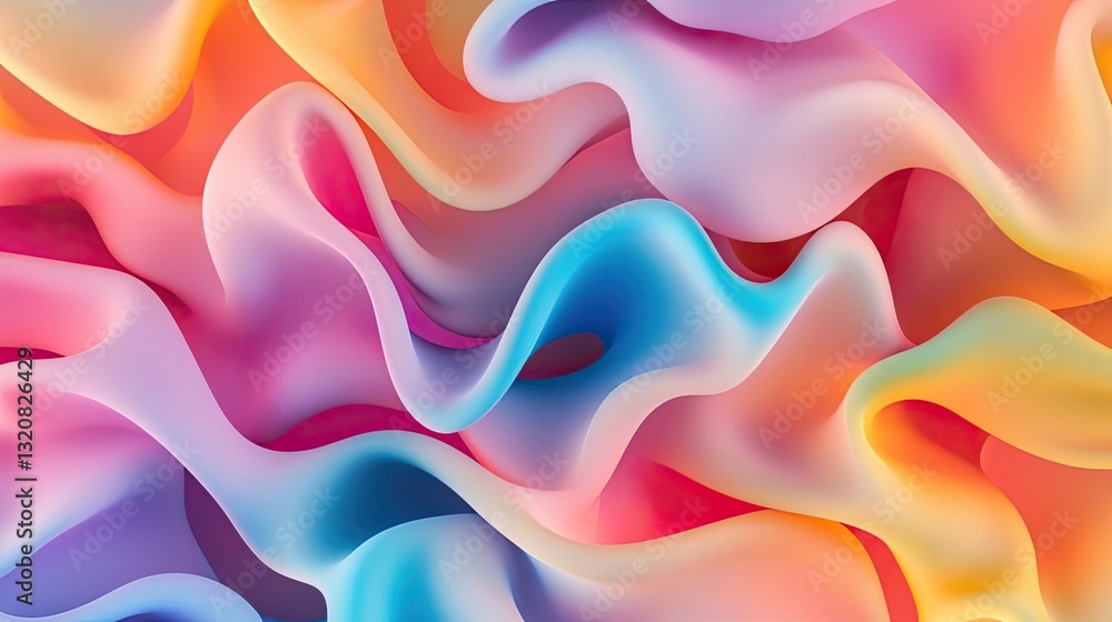 Poster 3D abstract art background concept. Colorful abstract waves create a dynamic and vibrant visual experience.