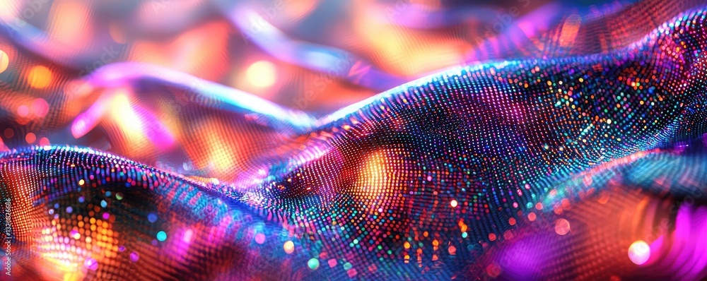 Poster 3D abstract art background concept. A vibrant wave of colorful light patterns creating a stunning visual effect.