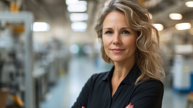 An operations manager supervises production lines in a clean electronics manufacturing facility. She ensures all processes are running efficiently, maintaining high standards