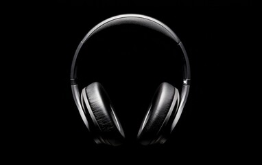 Sleek Black Sparkling Headphones on Black Background
