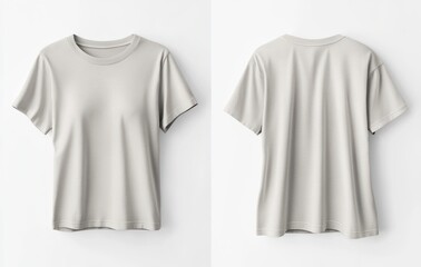 Fototapeta premium Plain Cream T-shirt Mockup Front and Back View on White