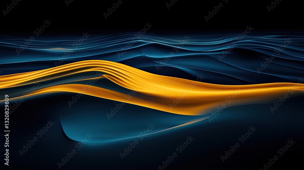 Poster aerial landscape abstract background idea. abstract waves blend vibrant blue and golden hues for a d