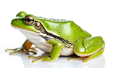 Obraz premium Green frog on white isolate background