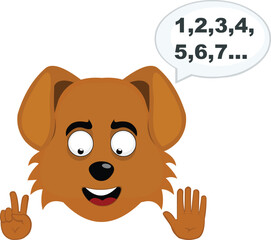 Obraz premium vector illustration emoji character face dog cartoon, with your fingers hands counting numbers