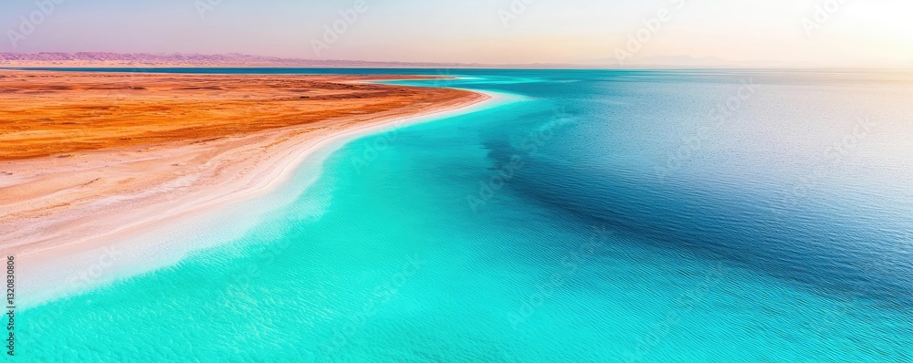 Poster aerial landscape abstract background idea. breathtaking view of a serene coastline with vibrant wate