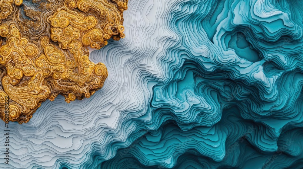 Poster Aerial landscape abstract background idea. An abstract representation of natural textures and patterns in contrasting colors.