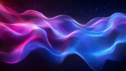 Fototapeta premium Dynamic color waves abstract digital art vibrant background dark environment futuristic concept